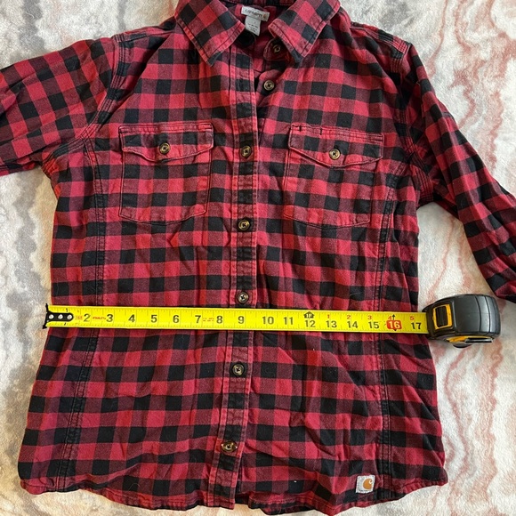Carhartt Women’s Red and Black Plaid Flannel Medium Shirt - Picture 5 of 5